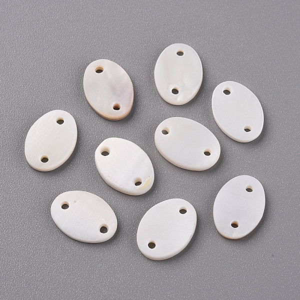 

PandaHall Freshwater Shell Links Connectors, Oval, Seashell Color, 14x10x2mm, Hole: 1.5mm Shell Oval