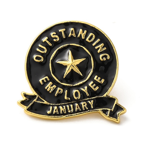 

PandaHall Golden Tone Alloy Outstanding Employee of The Month Enamel Pins, Employee Reward Broch, Black, January, 23x24x2mm Alloy+Enamel...