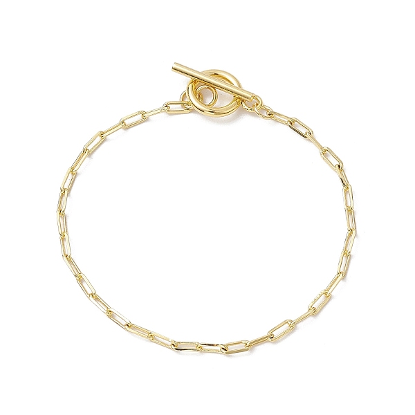 

PandaHall Brass Paperclip Chains Bracelets for Women, with 304 Stainless Steel Toggle Clasps, Golden, 7-1/2 inch(19.1cm) Brass
