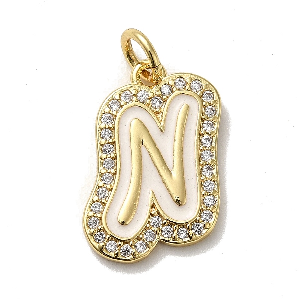 

PandaHall Brass Micro Pave Cubic Zirconia Pendants, with Jump Rings, Real 18K Gold Plated, Letter N, 20.5x13x2mm, Hole: 3.8mm Brass+Cubic..., Clear