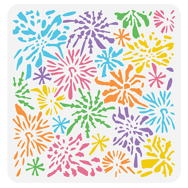 

PandaHall PET Hollow Out Drawing Painting Stencils, for DIY Scrapbook, Photo Album, Fireworks Pattern, 30x30cm Plastic Others