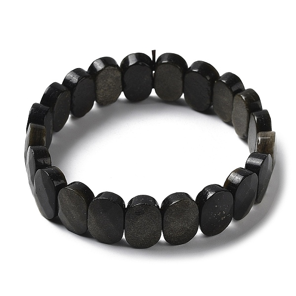 

PandaHall Natural Golden Sheen Obsidian Beaded Stretch Bracelet, Gemstone Jewelry for Women, Oval, Inner Diameter: 2-1/8 inch(5.4~5.5cm)...