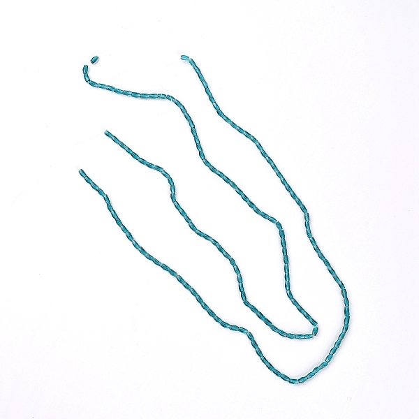 

PandaHall Glass Quartz Faceted Beads Strands, Rectangle, Teal, 6.5x3mm, Hole: 1mm, about 80pcs/strand, 216.54''(550cm) Glass Rectangle Cyan
