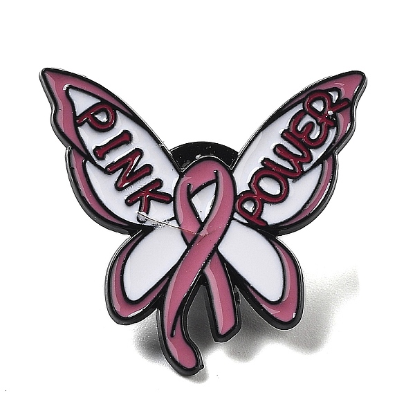 

PandaHall Black Zinc Alloy Brooch, October Breast Cancer Pink Awareness Ribbon Enamel Pins for Women, Butterfly, 28.5x29x1.5mm Alloy+Enamel...