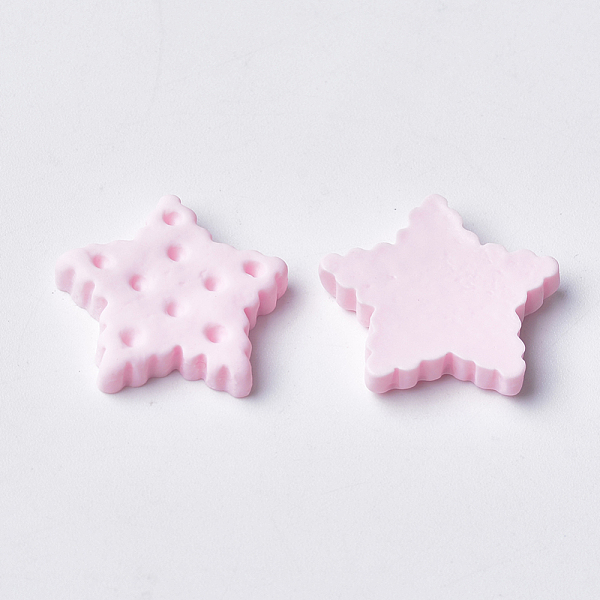 

PandaHall Resin Cabochons, Star Biscuit, Pink, 20~21x21~22x4mm Resin Star Pink
