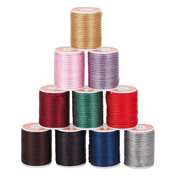 

PandaHall 10 Rolls 10 Colors Polyester Braided Cords 1.5mm, Coloful Bracelet Cord Beading String Thread Chinese Knot Thread for Jewelry..., Multicolor