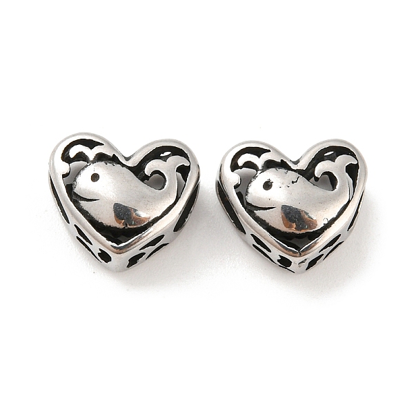 

PandaHall 316 Surgical Stainless Steel Beads, Heart, Antique Silver, 10x12x7mm, Hole: 4.2x3.7mm 316 Surgical Stainless Steel Heart