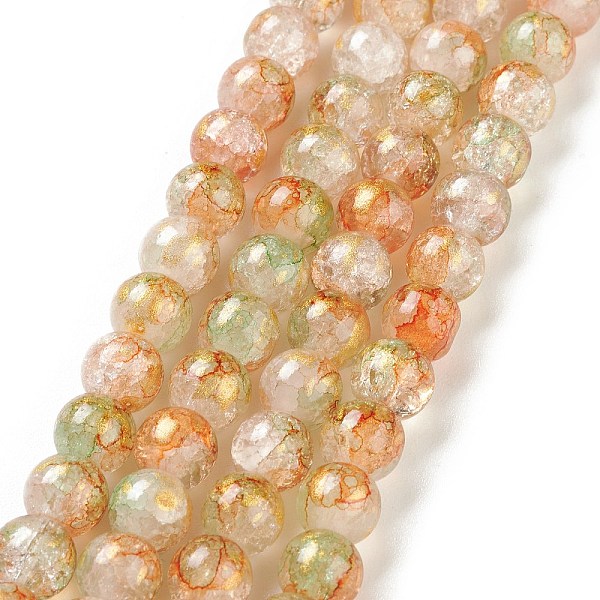 

PandaHall Baking Painted Crackle Glass Bead Strands, with Gold Powder, Round, Goldenrod, 6mm, Hole: 1.2mm, about 147pcs/strand, 31.10 inch...