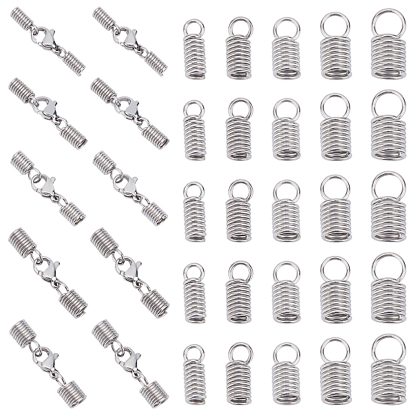 

PandaHall 150 Pcs Cord End Cap for Jewelry Making, Including 100 Pcs Stainless Steel Coil Cord Ends and 50 Pcs Lobster Clasps Connector for...