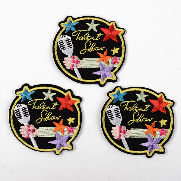 

PandaHall Computerized Embroidery Cloth Iron on/Sew on Patches, Appliques, Costume Accessories, Flat Round, Colorful, 62x60x1.5mm Cloth Flat...