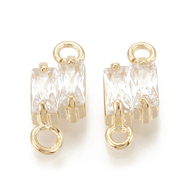 

PandaHall Brass Cubic Zirconia Links, Clear, Rectangle, Nickel Free, Real 18K Gold Plated, 12x5x3mm, Hole: 1mm Brass+Cubic Zirconia...