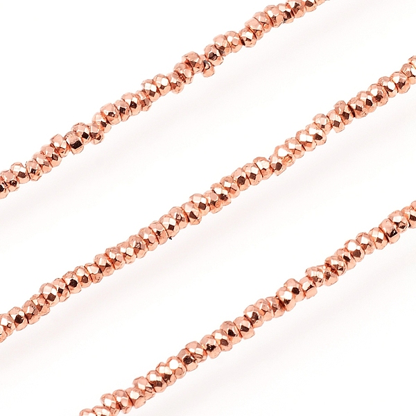 

PandaHall Electroplated Non-magnetic Synthetic Hematite Beads Strands, Rondelle, Faceted, Rose Gold Plated, 2x1mm, Hole: 0.7mm, about...