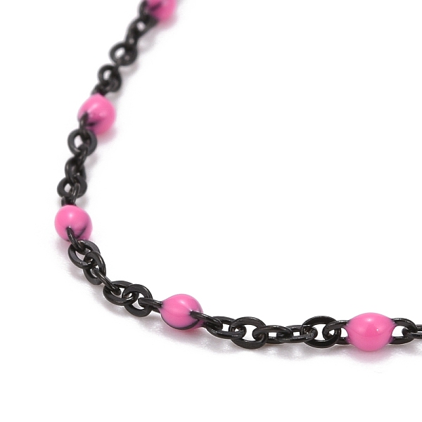 

PandaHall Ion Plating(IP) 304 Stainless Steel Cable Chain Necklaces, with Enamel, Hot Pink, 17.91 inch(455mm) 304 Stainless Steel