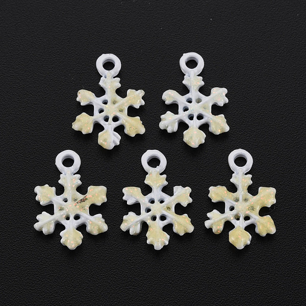 

PandaHall Spray Painted Alloy Enamel Charms, with Glitter Powder, Cadmium Free & Nickel Free & Lead Free, Snowflake, Champagne Yellow...