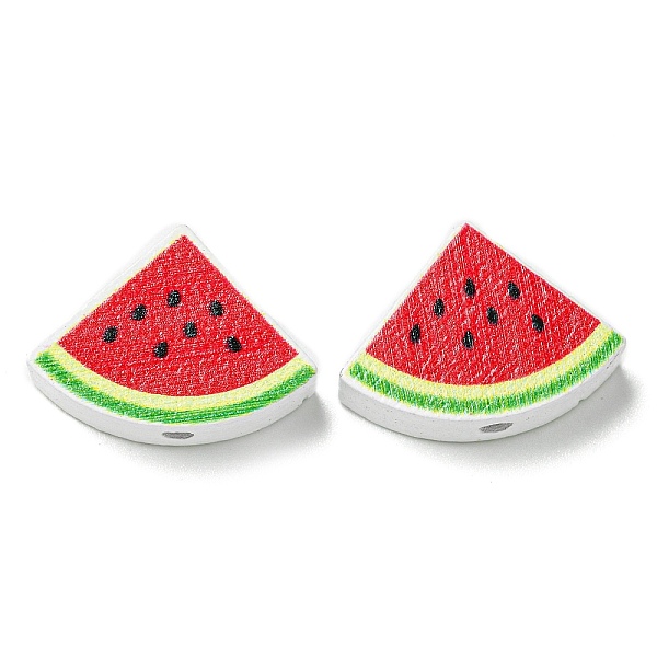 

PandaHall Printed Wood Beads, Watermelon, Red, 15x20.5x6mm, Hole: 2.5mm Wood Watermelon Red