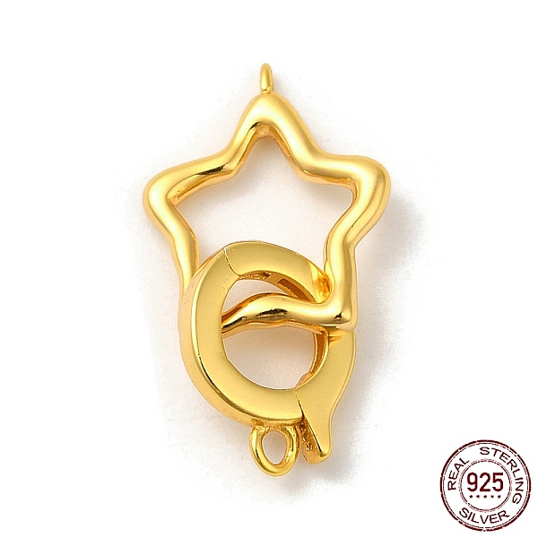 

PandaHall Rack Plating 925 Sterling Silver Fold Over Clasps, Star, with 925 Stamp, Real 18K Gold Plated, star: 14x11.5x2mm, Hole: 1mm, clasp...