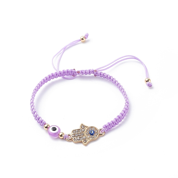

PandaHall Adjustable Nylon Thread Cord Braided Beaded Bracelets, with Evil Eye Resin Beads and Alloy Rhinestone Hamsa Hand Beads, Mixed..., Multicolor