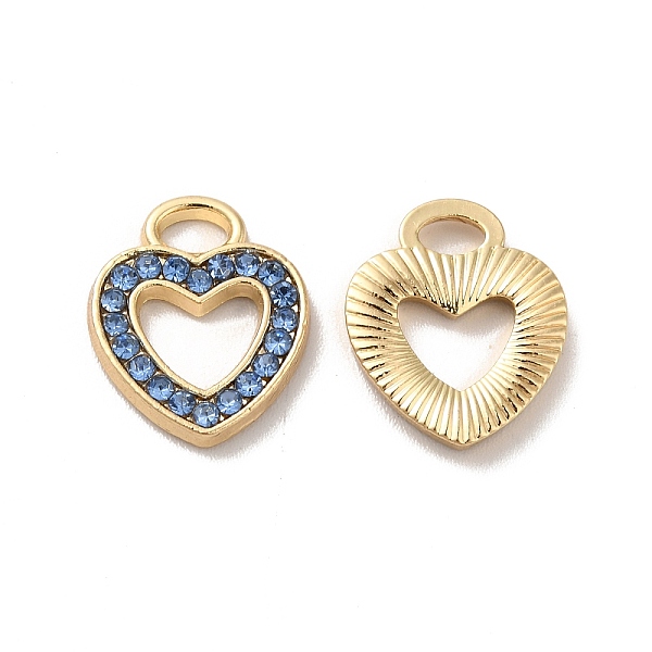 

PandaHall Rhinestone Pandants, with Rack Plating Golden Alloy Findings, Nickel Free, Hollow Out Heart Charms, Sapphire, 13x11x1.5mm, Hole..., Blue
