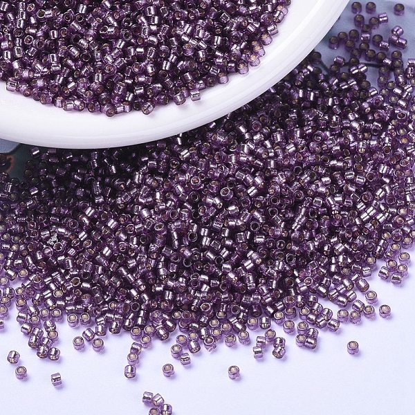 

PandaHall MIYUKI Delica Beads, Cylinder, Japanese Seed Beads, 11/0, (DB2169) Duracoat Silver Lined Dyed Lilac, 1.3x1.6mm, Hole: 0.8mm, about..., Purple