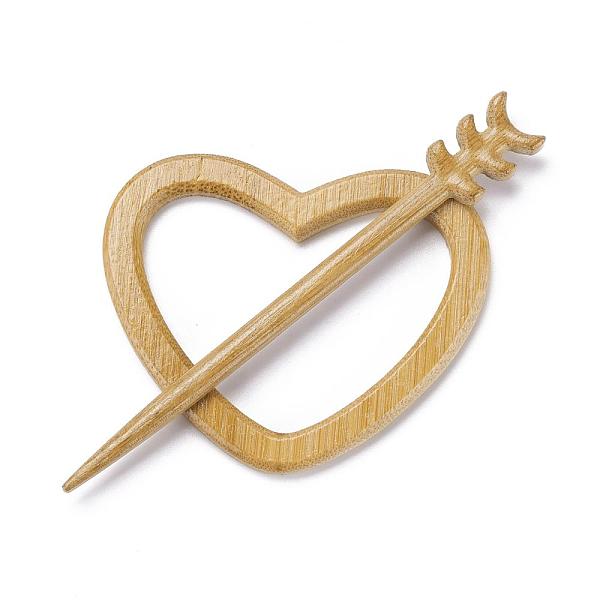 

PandaHall Heart Wood Brooches, Sweater Scarf Buckle Pin, Goldenrod, 53.5x65.5x4.5mm Wood Gold