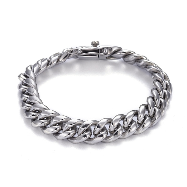 

PandaHall Men's 304 Stainless Steel Cuban Link Chain Bracelets, Stainless Steel Color, 9-1/4 inch(23.5cm) 304 Stainless Steel