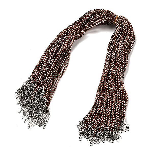 2mm の編み込みラウンド ポリコットン コード ネックレス.合金のロブスター クロー クラスプと鉄のエンド チェーン付き.