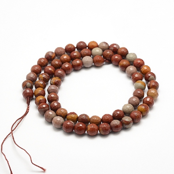 

PandaHall Natural Jasper Beads Strands, Faceted, Round, 6mm, Hole: 1mm, about 64pcs/strand, 15.7 inch(40cm) Other Jasper Round Red