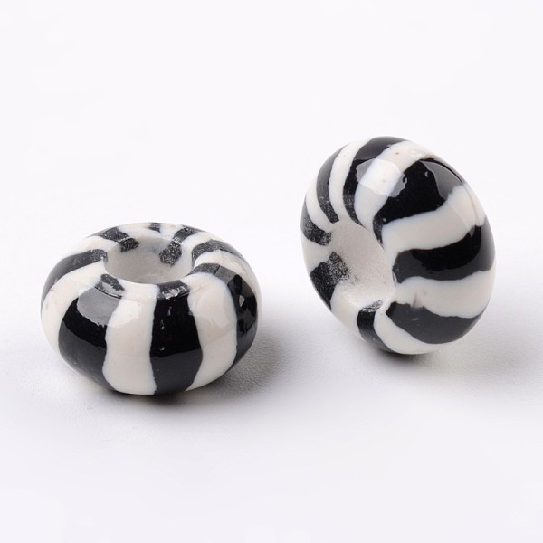 

PandaHall Handmade Polymer Clay Enamel European Beads, Large Hole Rondelle Beads, Black, 14x7.5mm, Hole: 5.5mm Polymer Clay Rondelle Black