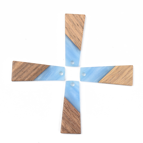 

PandaHall Opaque Resin & Walnut Wood Pendants, Trapezoid, Cornflower Blue, 30x12x3mm, Hole: 2mm Resin+Wood Trapezoid