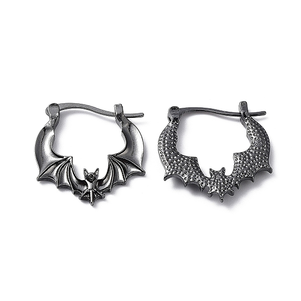 

PandaHall Alloy Bat Hoop Earrings for Women, Gunmetal, 25x24x3mm Alloy Bat