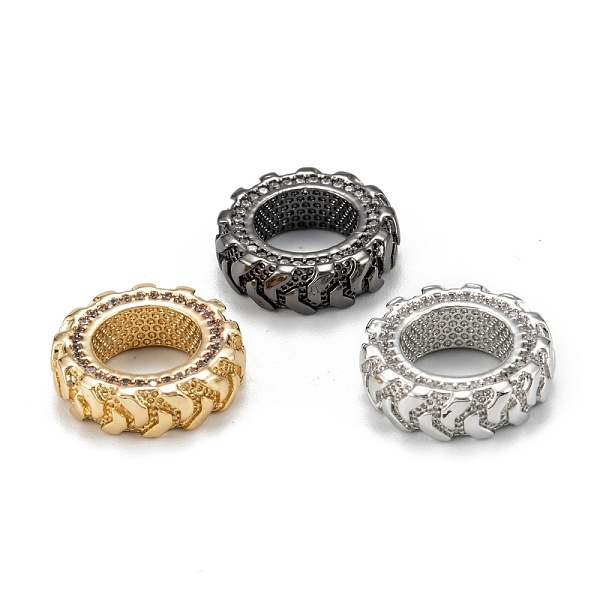 

PandaHall Brass Micro Pave Clear Cubic Zirconia European Beads, Long-Lasting Plated, Large Hole Bead, Tyre, Mixed Color, 16x5mm, Hole: 9mm...