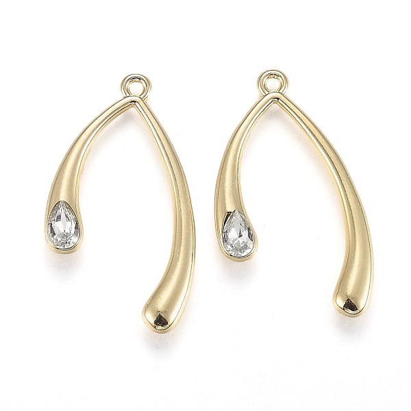 

PandaHall Light Gold Plated Alloy Jewelry Rhinestone Pendants, Crystal, 33x19x4mm, Hole: 1.5mm Alloy+Rhinestone Others Clear