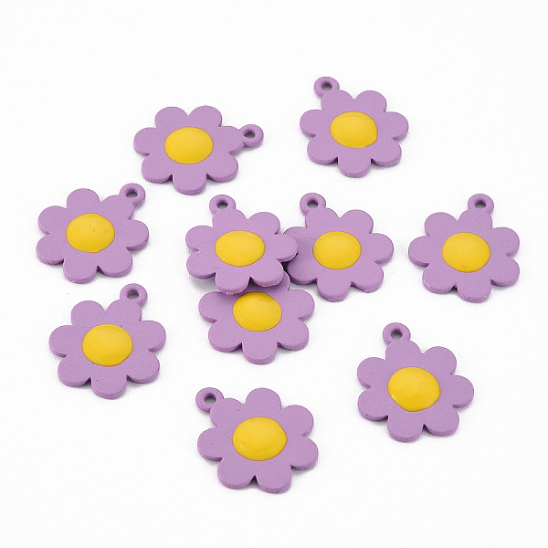 

PandaHall Spray Painted Alloy Enamel Pendants, Cadmium Free & Lead Free, Flower, Dark Orchid, 21x18x2.5mm, Hole: 1.6mm Alloy Flower