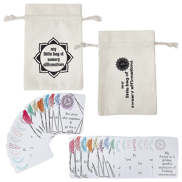 

PandaHall Paper Funny Sweary Affirmation Card Gifts, Rectangle with Cloth Bag, Chakra Theme, Old Lace, Card: 80x50x0.3mm, 16 sheet/set Paper...