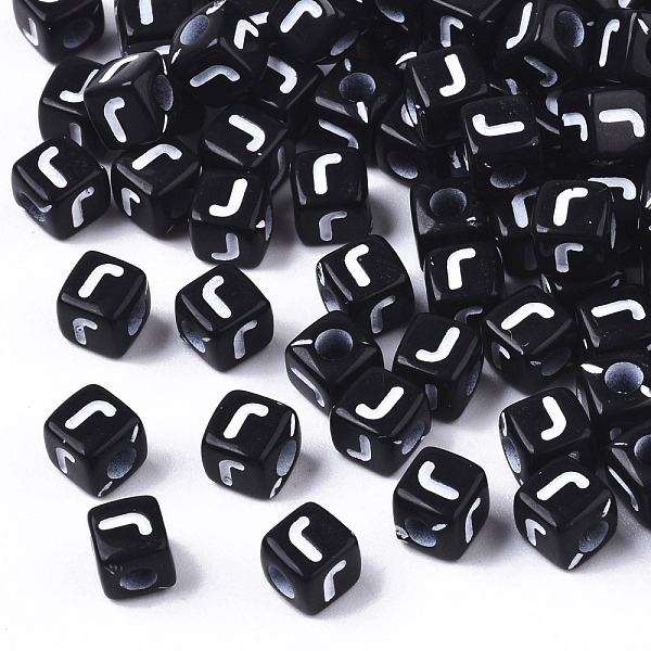 

PandaHall Opaque Acrylic Beads, Horizontal Hole, Alphabet Style, Cube, Black & White, Letter.J, 5x5x5mm, Hole: 2mm, about 500pcs/50g Acrylic...