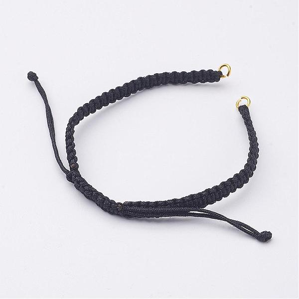 

PandaHall Nylon DIY Bracelet Making, with Brass Rings, Golden, Black, 140~175x4~7.5mm Nylon Black