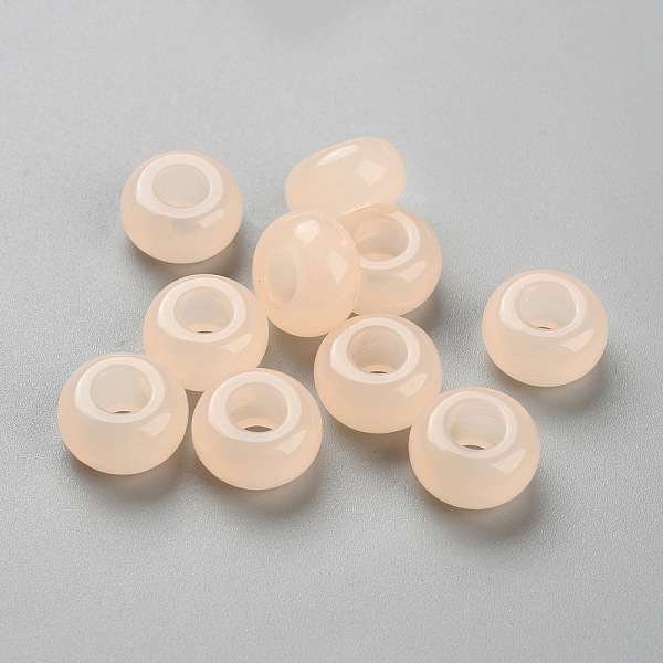

PandaHall Resin European Beads, Large Hole Beads, Rondelle, Antique White, 14x7.5mm, Hole: 5.8mm Resin Rondelle