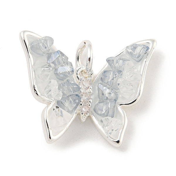 

PandaHall Natural Quartz Crystal Pendants, Brass Pave Clear Cubic Zirconia Butterfly Charms with Enamel & Jump Rings, Silver, 15x18x5mm...