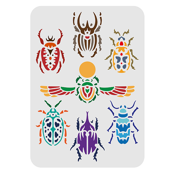 PandaHall FINGERINSPIRE Scarab Stencil 11.7x8.3inch Reusable Egyptian Scarab Arts and Crafts Painting Template Scarab Beetle Pattern Stencil...