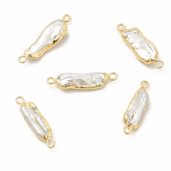 

PandaHall Baroque Natural Keshi Pearl Connector Charms, Nuggets Links, with Brass Double Loops, Light Gold, 24~29x6~8x3~5mm, Hole: 1.8~2mm...