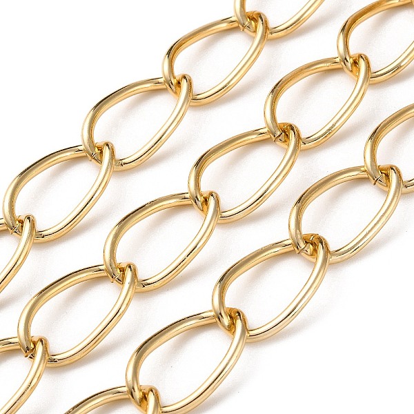 

PandaHall Oxidation Aluminum Curb Chains, Unwelded, with Spool, Golden, 25x15x2mm, about 49.21 Feet(15m)/Roll Aluminum