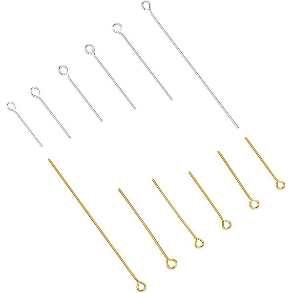 

PandaHall Brass Eye Pin, Golden & Silver, 2.0~5x0.7mm, Hole: 2mm, 600pcs/box Brass