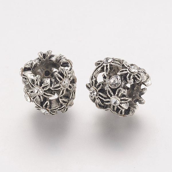 

PandaHall Tibetan Style Alloy European Beads, with Rhinestone, Flower, Antique Silver, Crystal, 11x10mm, Hole: 5mm Alloy+Rhinestone Flower..., Clear