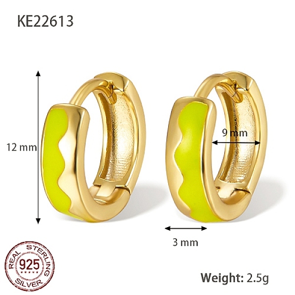

PandaHall 925 Sterling Silver Thick Hoop Earrings, with Enamel, for Women, Real 18K Gold Plated, Yellow, 12x3mm Sterling Silver Ring Yellow