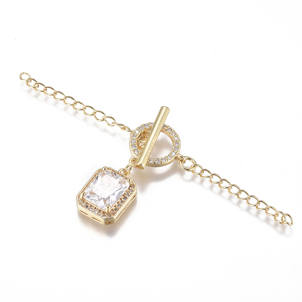 

PandaHall Brass Micro Pave Clear Cubic Zirconia Chain Extender, with Toggle Clasps, Long-Lasting Plated, Square, Golden, 75mm, Ring: 13.5mm...