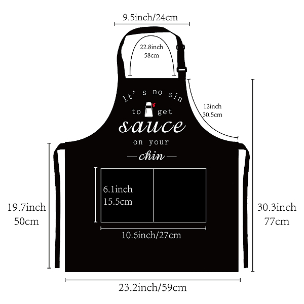 

PandaHall Polyester Apron, Daily Supplies, Rectangle, Word, 770x590mm Polyester