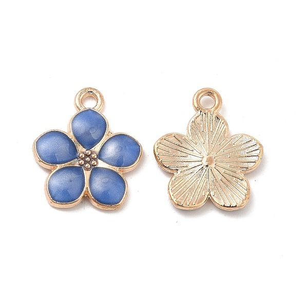 

PandaHall Alloy Pendants, with Enamel, Flower Charm, Golden, Cornflower Blue, 17x14.5x2mm, Hole: 1.7mm Alloy+Enamel Flower