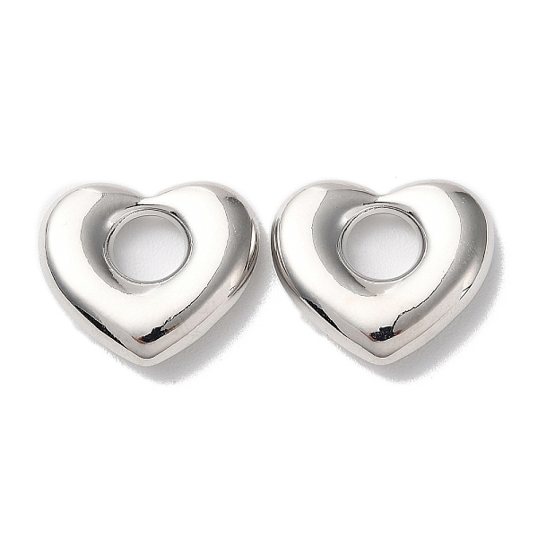 

PandaHall Eco-Friendly Alloy European Beads, Large Hole Heart Beads, Platinum, 16x18x4mm, Hole: 5.5mm Alloy Heart