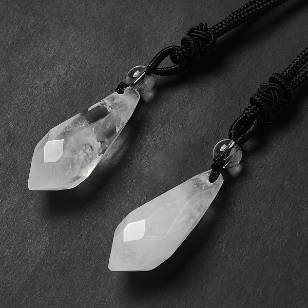 Kegelförmige Natürliche Quarzkristall-Anhänger-Halskette Mit Nylonseil Für Frauen