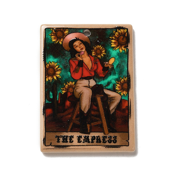 

PandaHall Printed Acrylic Pendants, Rectangle with Tarot Card Theme Pattern Charm, The Empress, Light Sea Green, 37.5x26.5x2mm, Hole: 1.7mm...